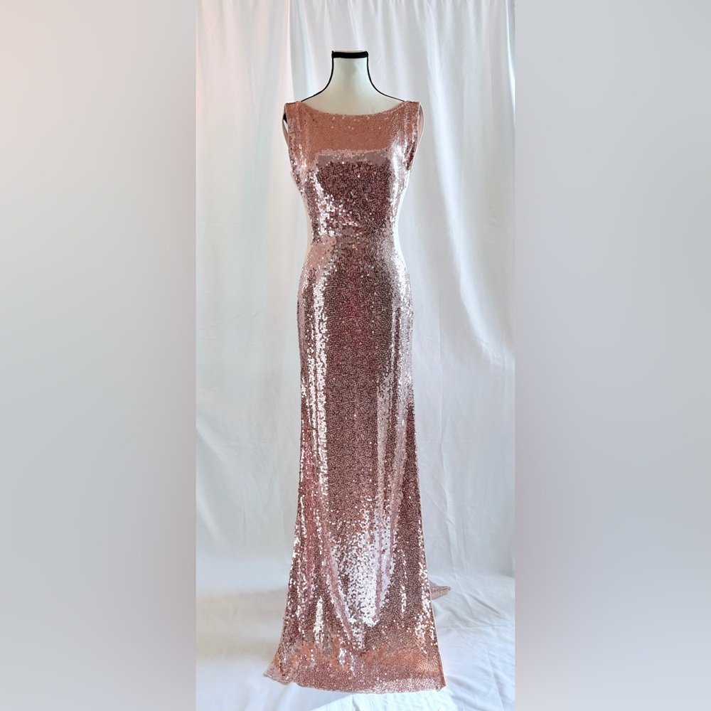 Jovani Pink Sequin Side Slit Formal Gown Maxi Dress NWT Size 6
